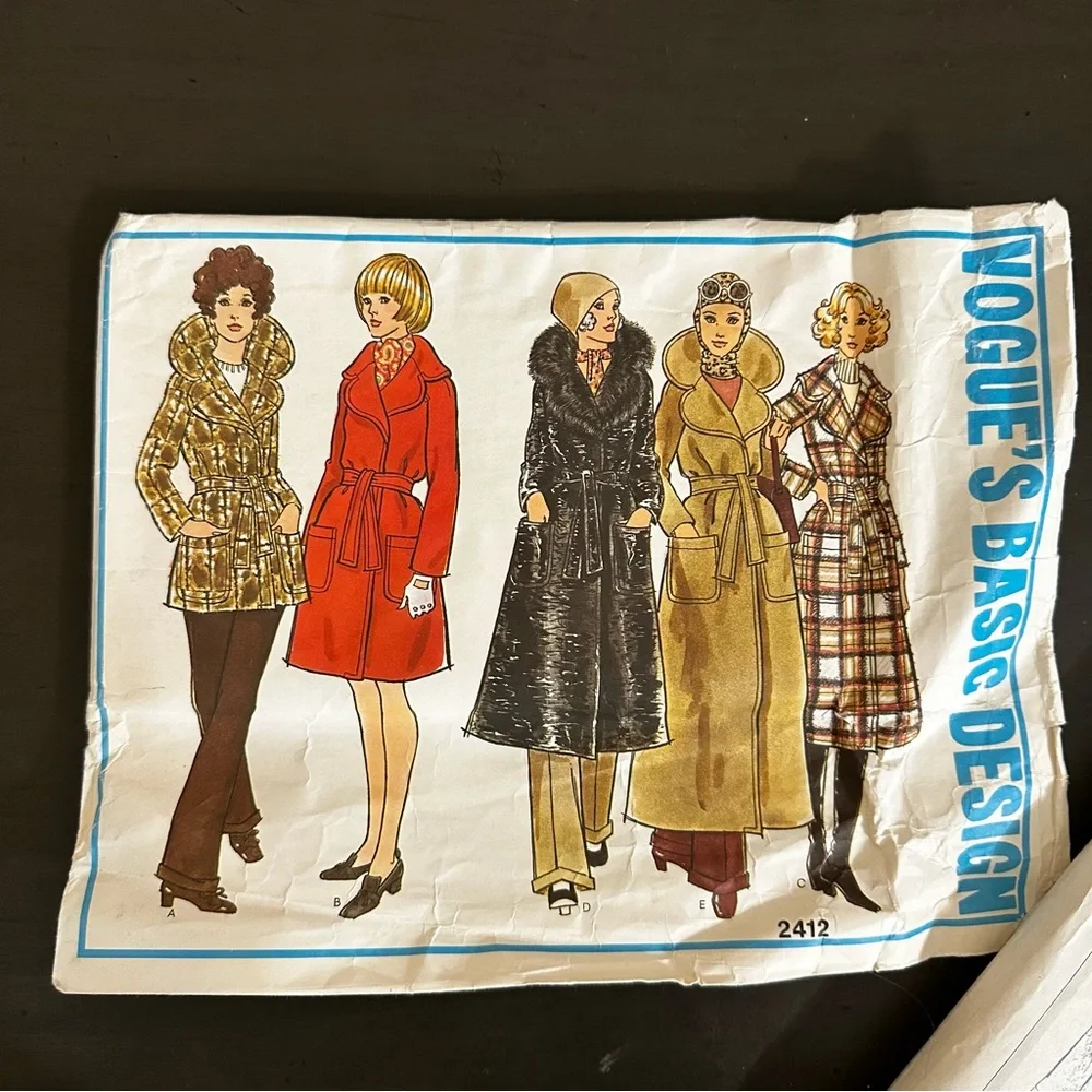 Vintage Sewing Pattern Vogue Patterns Trench Over Coat Size 8-16 1980s 80s